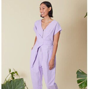 Rujuta Sheth Venus Wrap Jumper Lilac Linen Jumpsuit